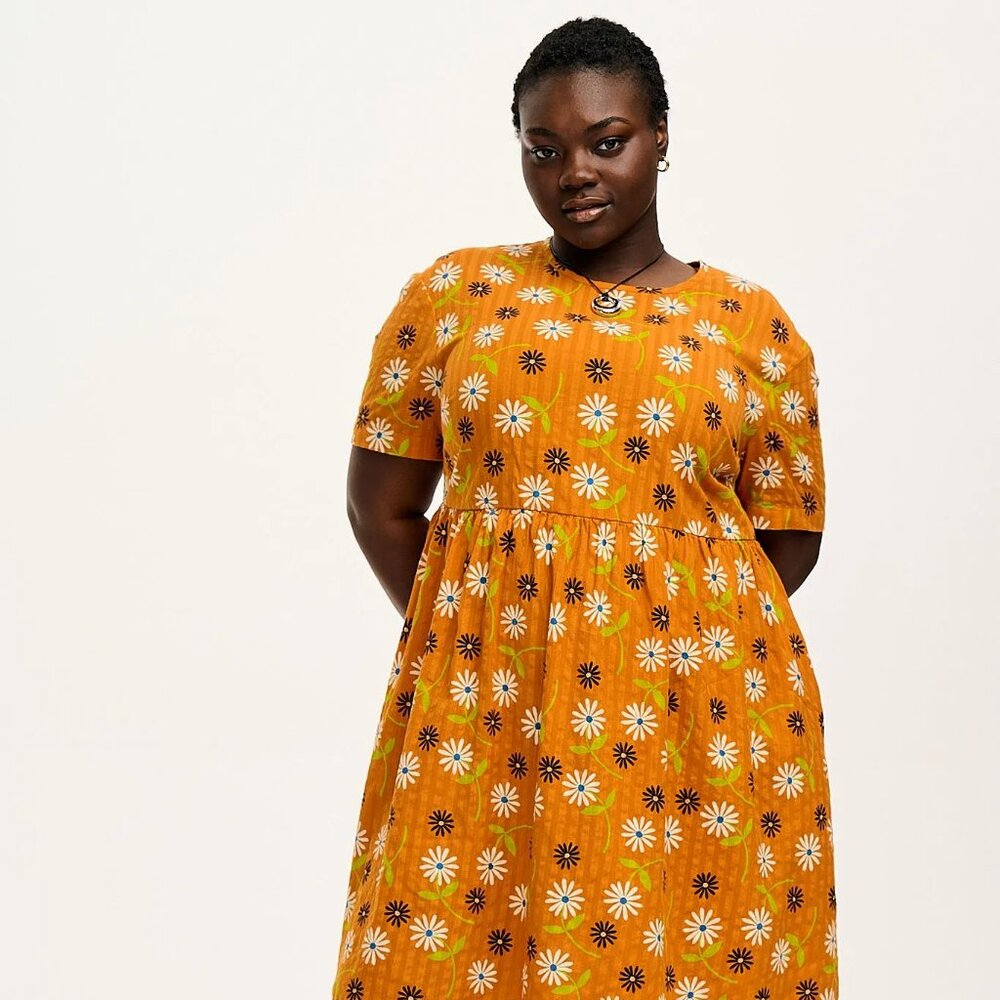 Lucy & Yak Mia Organic Cotton Dress in Veronica Print - Size 10 / UK 14